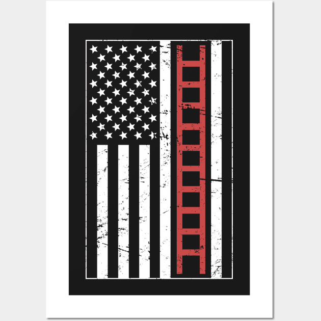 American Flag – Firefighter Ladder Wall Art by MeatMan